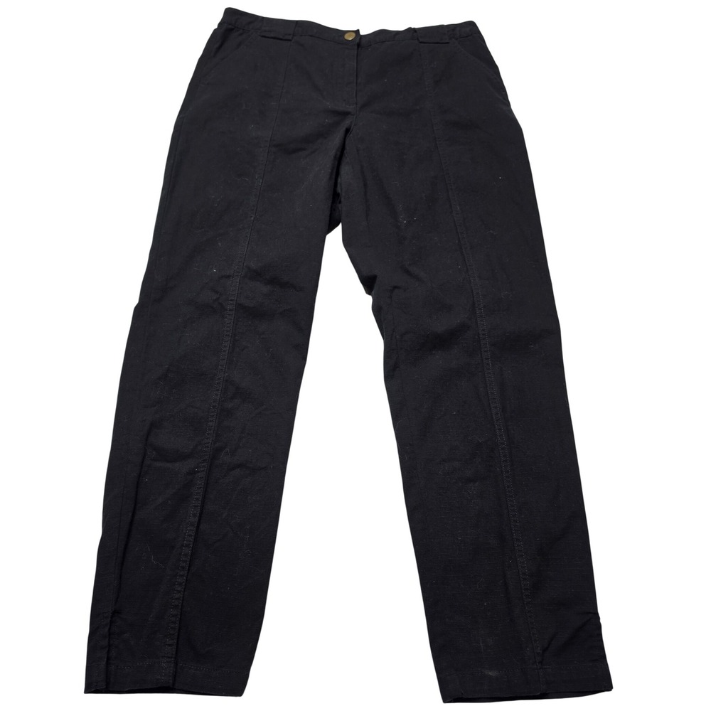 Ruby Rd Womens Black Straight Leg Pants Size 10 Cotton Stretch Slit 57400 J2